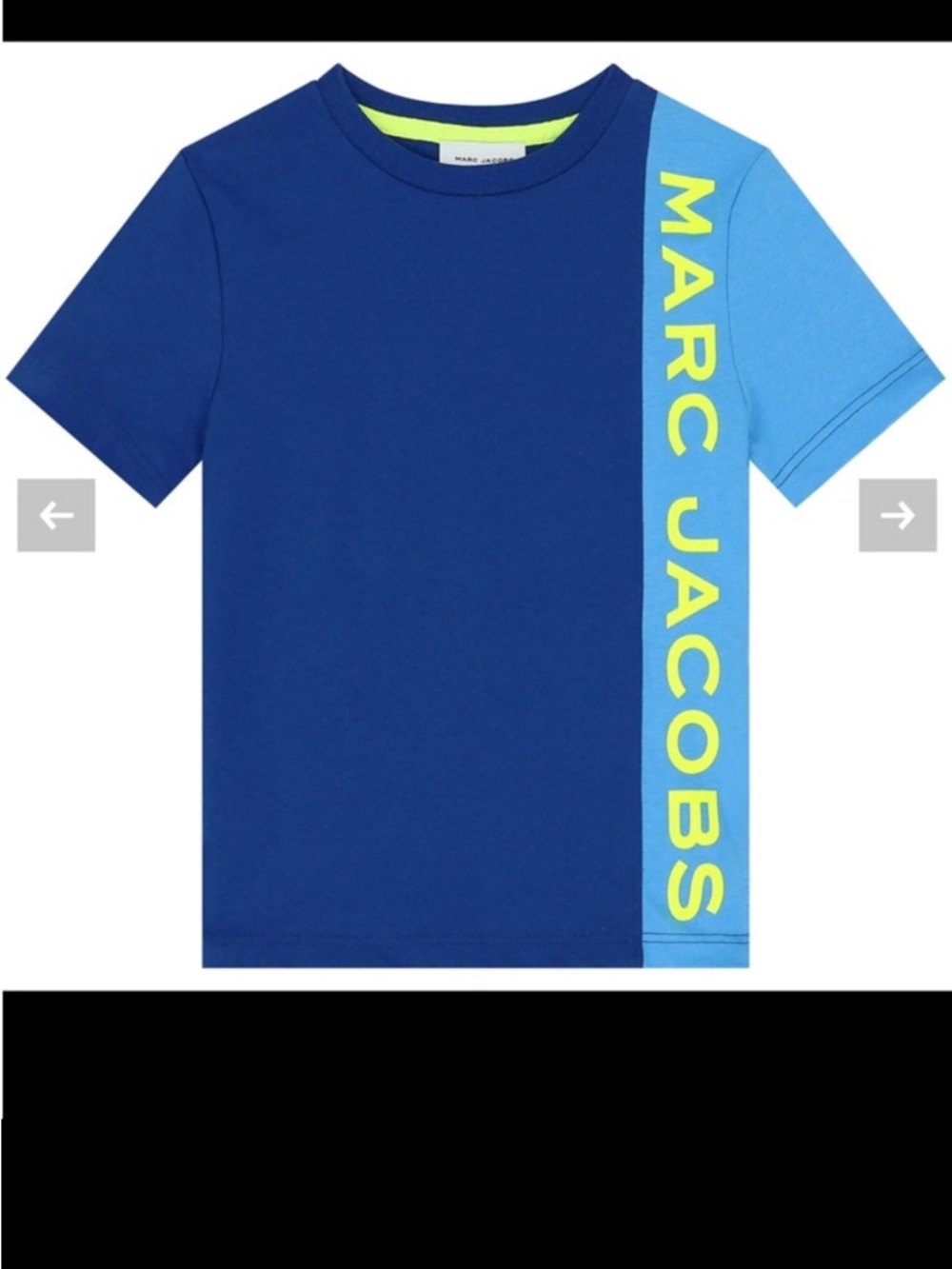 Marc Jacobs Navy & Light Blue Tee with Neon Yellow Logo